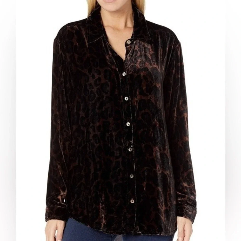 Johnny Was Torine Velvet Oversized‎ Button-Front Short Women's Large Floral - Picture 3 of 6